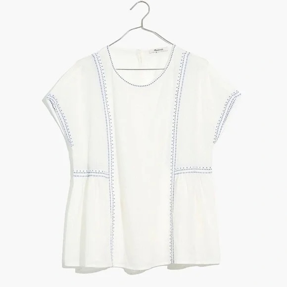Madewell Embroidered Crewneck Folk Top Size Small - Picture 3 of 9